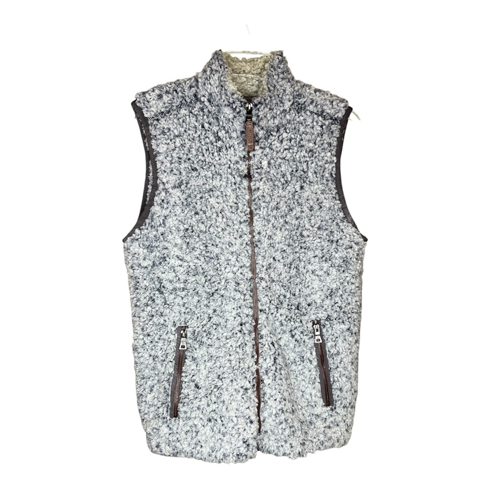 True Grit "Frosty Tipped" Pile Fleece Vest Pewter/Carbon SZ XS NWT